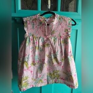 Floral Sleeveless Top with Ruffle Trim